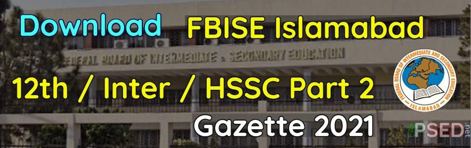 Download FBISE 12th Gazette 2021